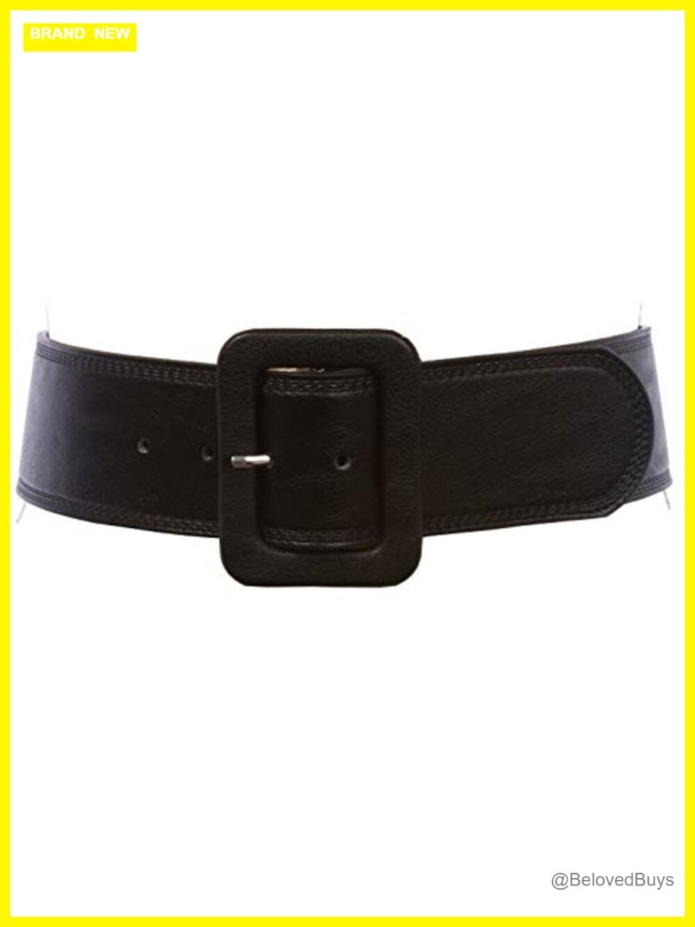 2 1/4" Wide High Waist Rectangular Buckle Leather Belt